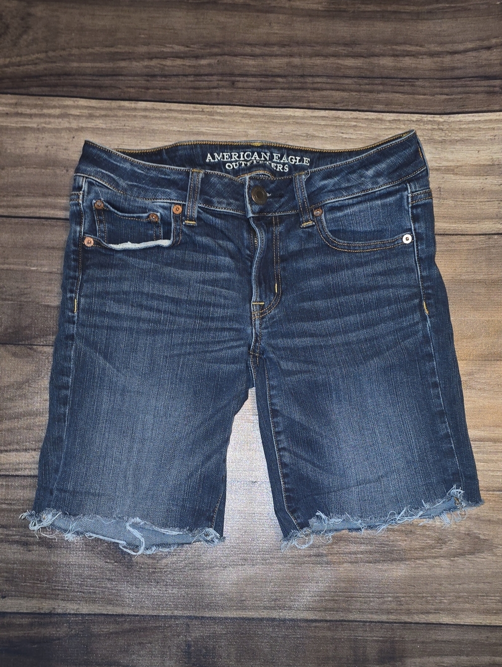 American Eagle Outfitters Light Blue Denim Shorts with Contrast Stitching